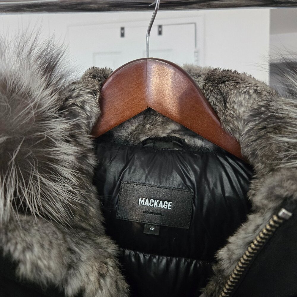 Mackage EDWARD 2‑in‑1 Down Parka with Hooded Bib & Fox Fur